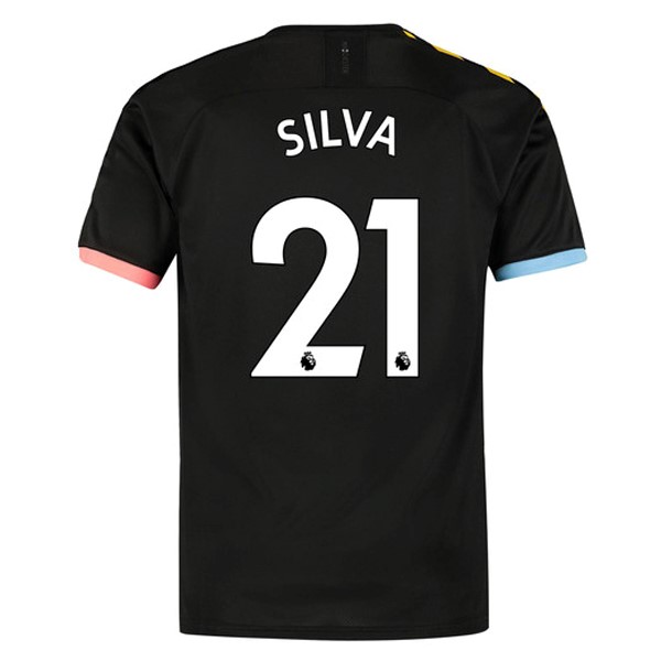 Camiseta Manchester City NO.21 Silva 2ª 2019 2020 Negro